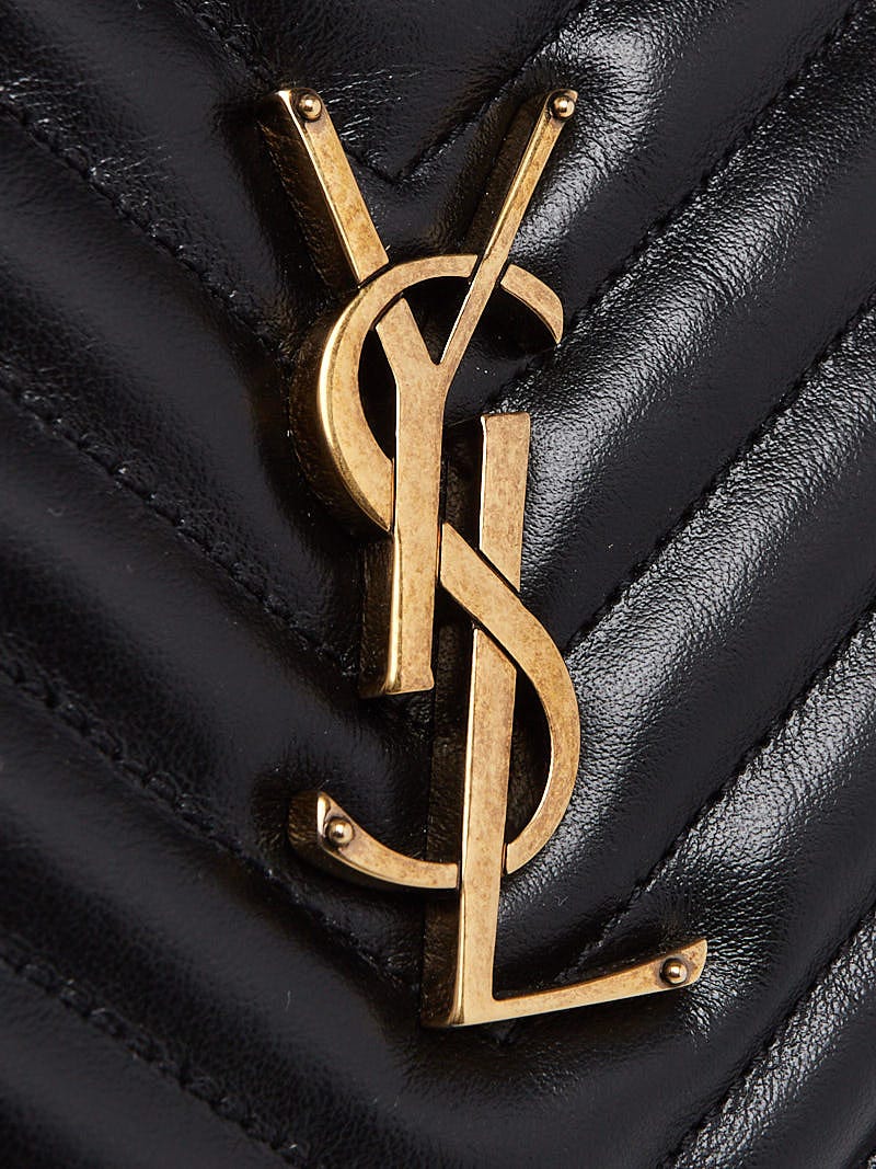 Yves Saint Laurent Black Chevron Quilted Monogram Loulou Camera 