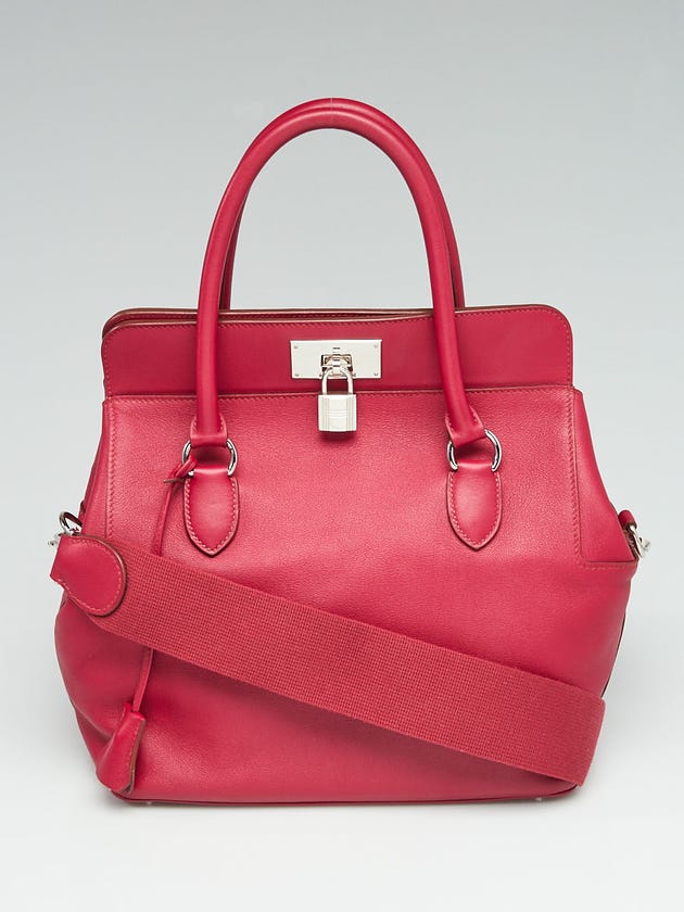 Hermes 26cm Rouge Grenat Swift Leather Palladium Plated Toolbox Bag