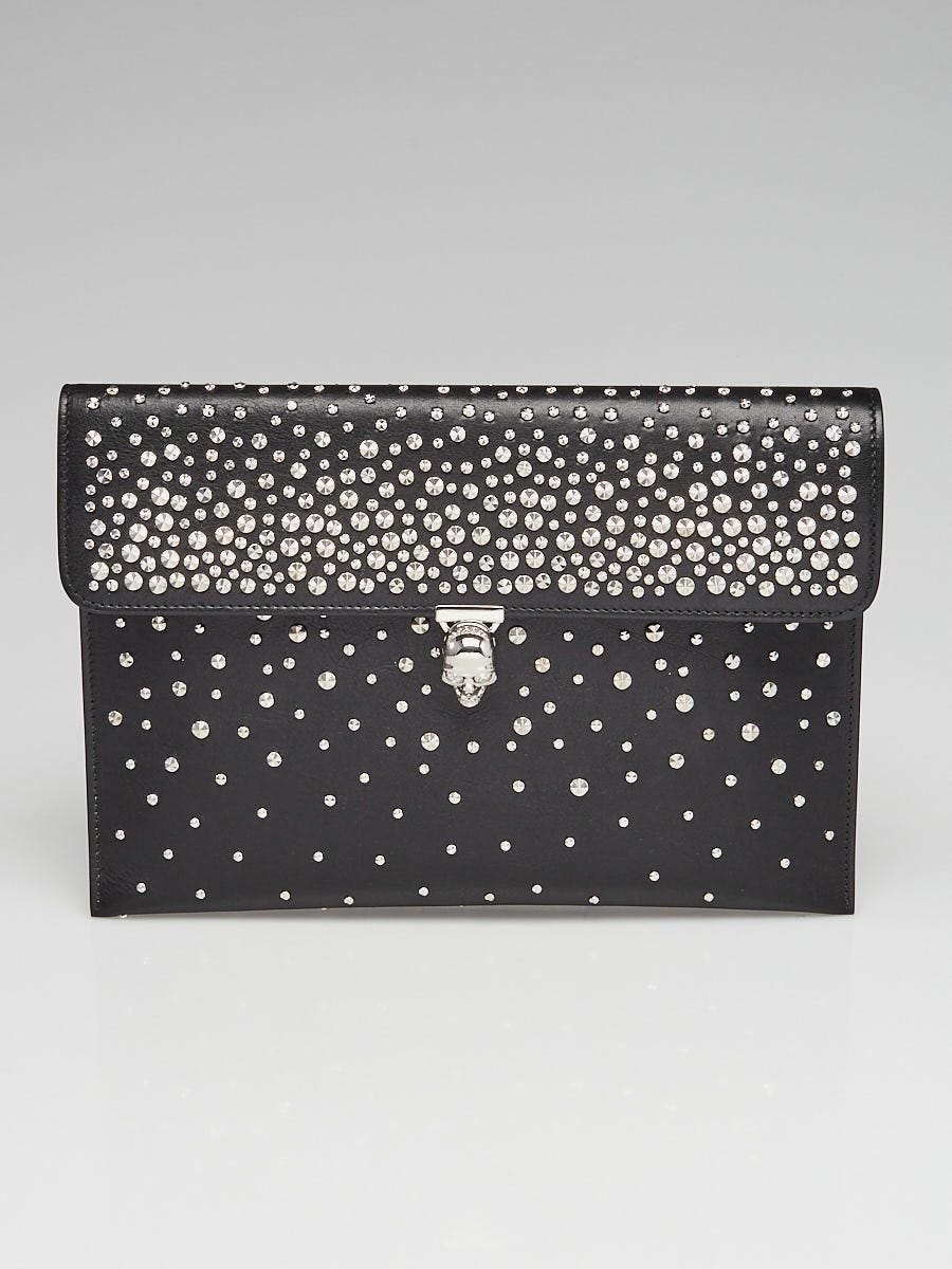 Alexander McQueen Black Skull Closure Envelope Clutch Bag