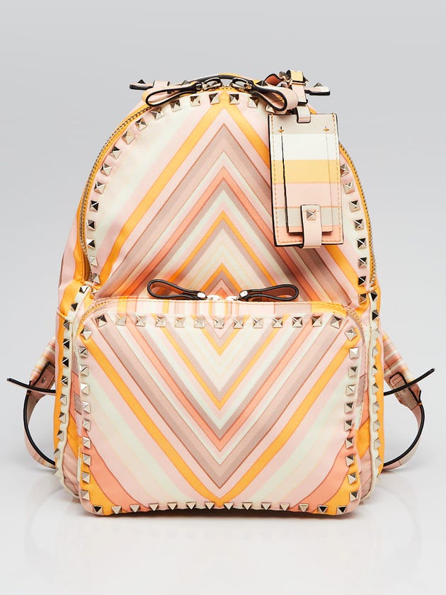 Valentino Native Couture Print Nylon 1975 Rockstud Small Backpack Bag