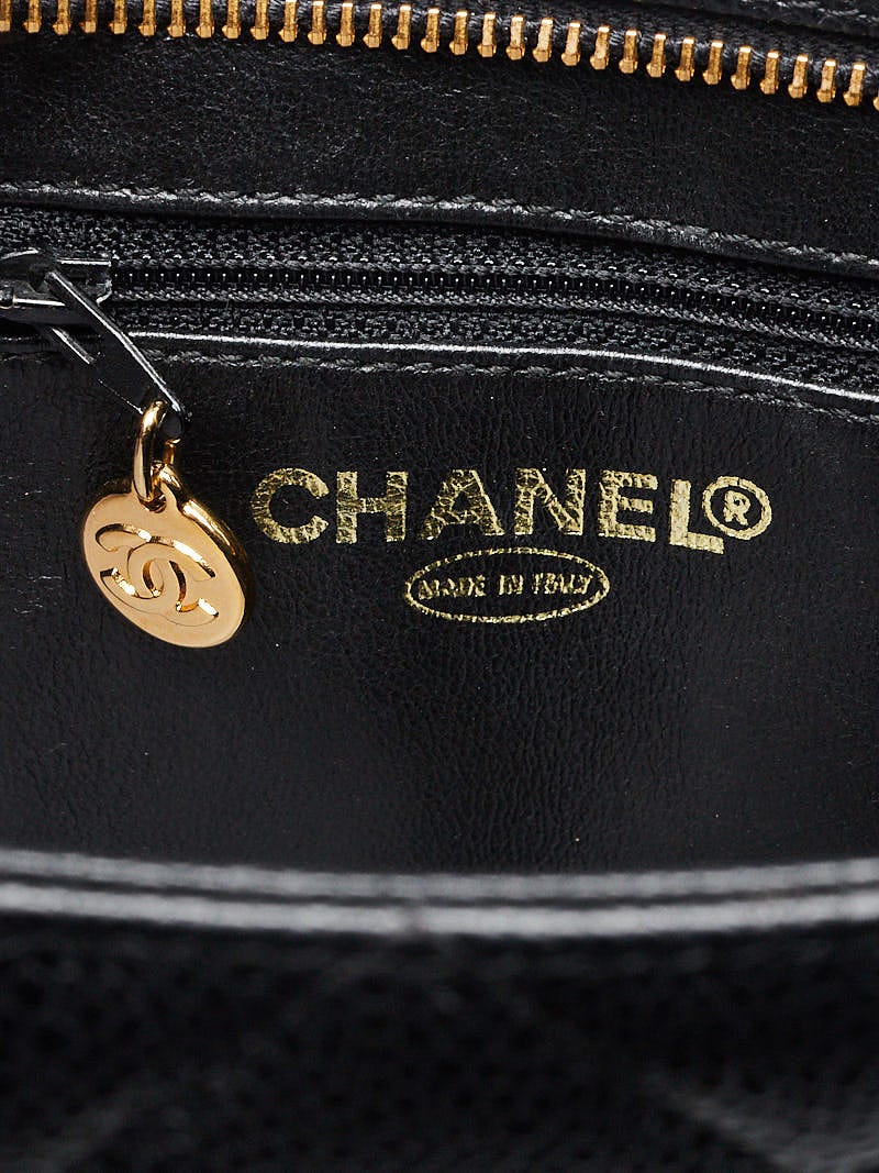 Chanel Black Quilted Caviar Leather Medallion Tote Bag - Yoogi's Closet