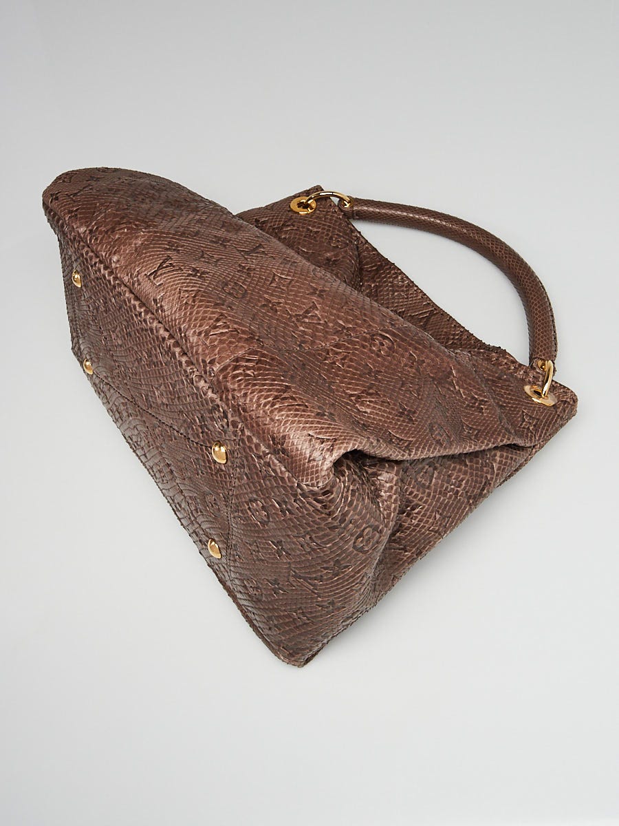 Louis Vuitton Artsy Handbag Monogram Embossed Python mm Red