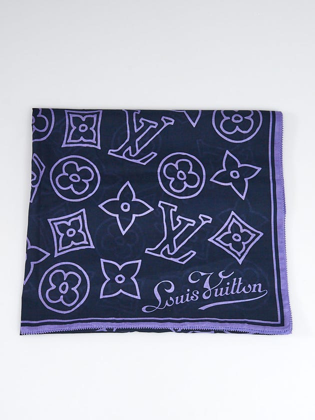 Louis Vuitton Blue/Lavender Cotton Ipanema Scarf