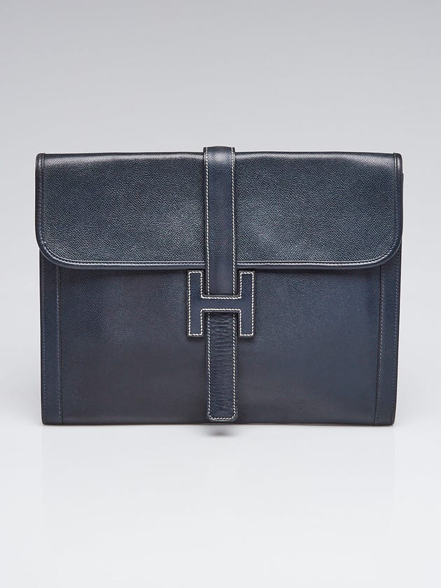 Hermes Indigo Courchevel Leather Jige GM Briefcase Bag