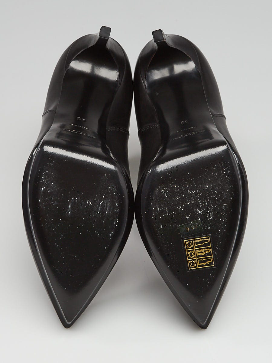 Yves Saint Laurent Black Leather Janis 105 Ankle Boots Size
