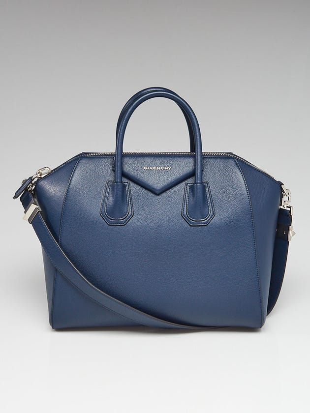 Givenchy Navy Blue Sugar Goatskin Leather Medium Antigona Bag
