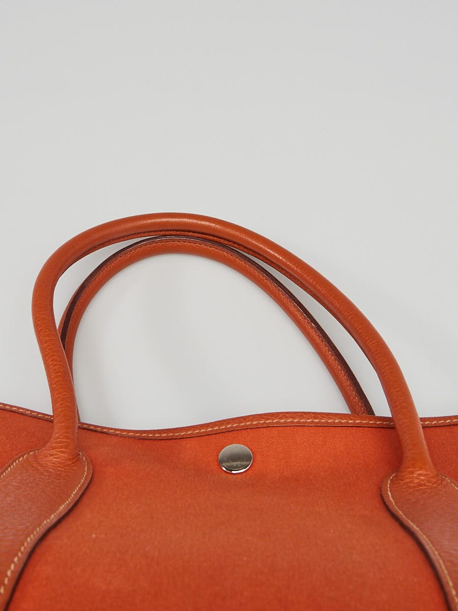 Hermes Orange Canvas and Black Leather Garden Party 36 Tote Bag