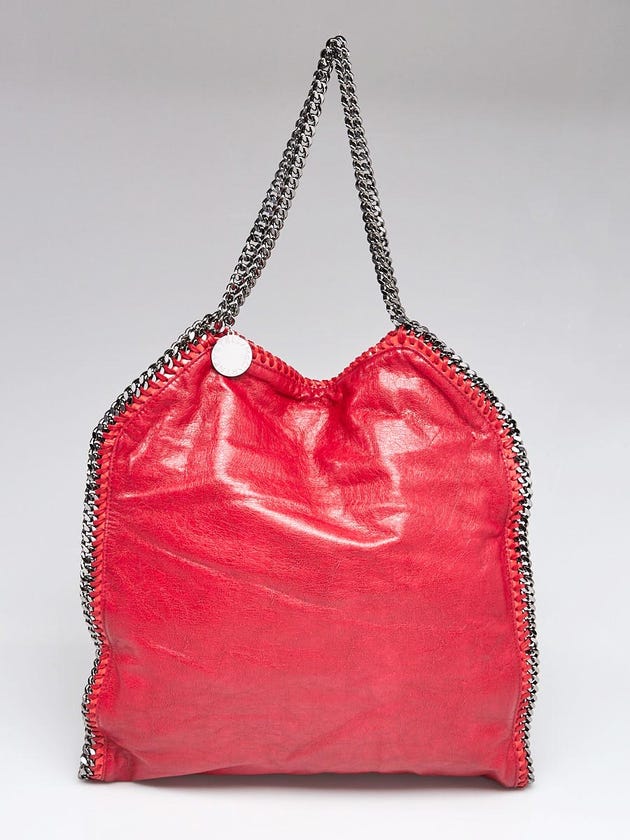 Stella McCartney Red Shaggy Deer Faux Leather Large Falabella Bag