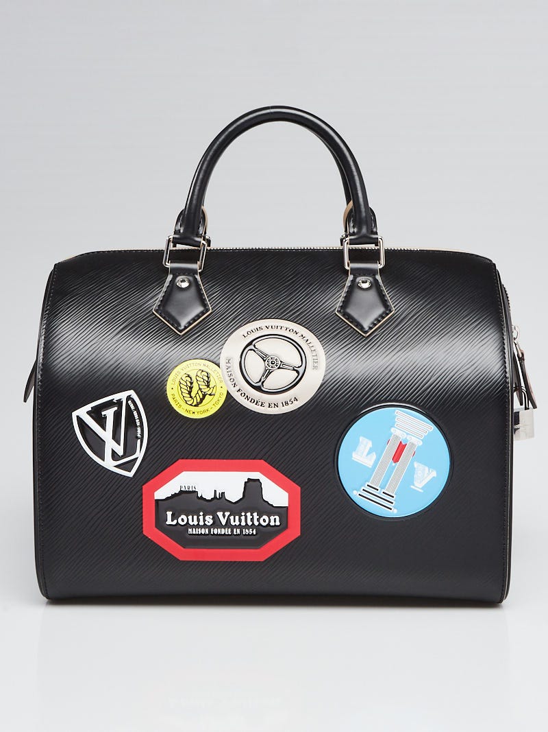 Louis Vuitton Black Epi World Tour Speedy 30 Handbag Silver Tone