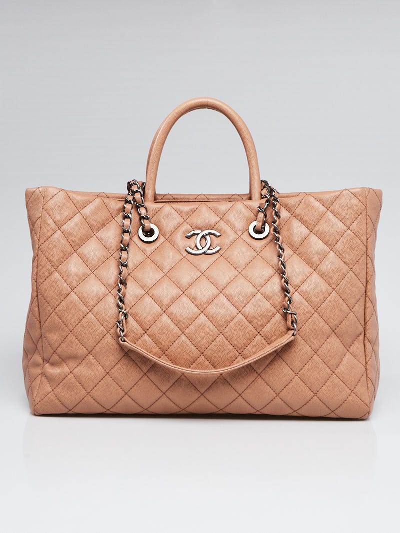Chanel Beige Quilted Caviar Leather Coco Handle Shopping Tote Bag - Yoogi's  Closet