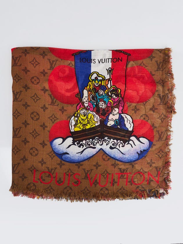 Louis Vuitton Limited Edition Multicolor Kabuki Stickers Stole Scarf