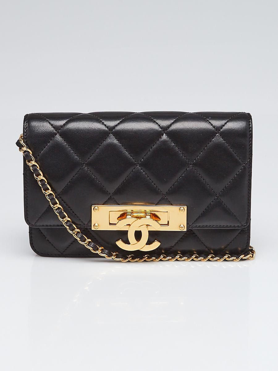 Chanel Black Quilted Lambskin Leather Golden Class WOC Clutch Bag