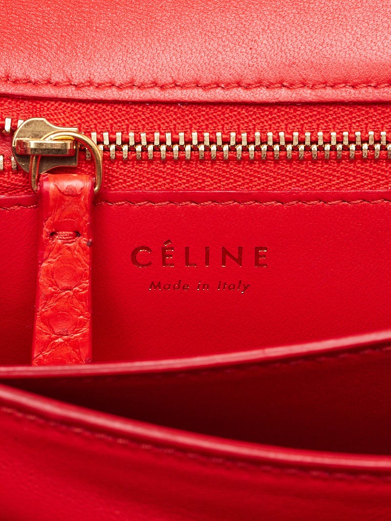 Celine Red Python Small Classic Box Flap Bag | Yoogi's Closet Celine Red Python Small Classic Box Flap Bag | Yoogi's Closet