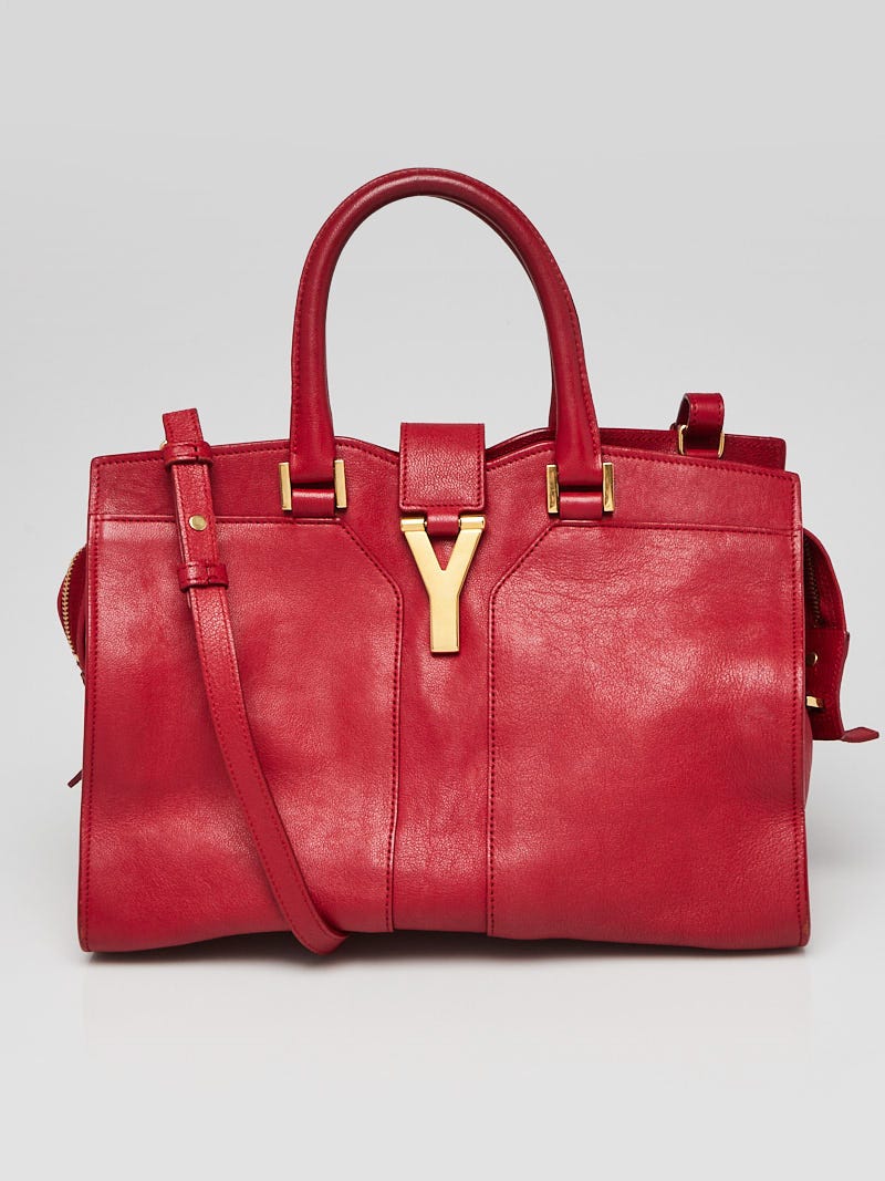 Yves saint laurent red calfskin discount leather small cabas chyc bag