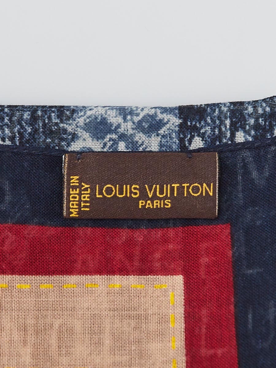 Louis Vuitton Blue Monogram Print Trunks & Bags Cotton Square Bandana Scarf