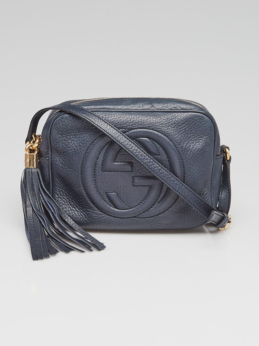 Gucci Navy Blue Pebbled Leather Soho Disco Small Shoulder Bag