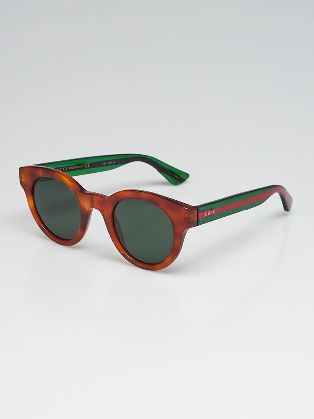 Gucci Tortoise Shell Acetate Frame Havana Sunglasses- GG0002