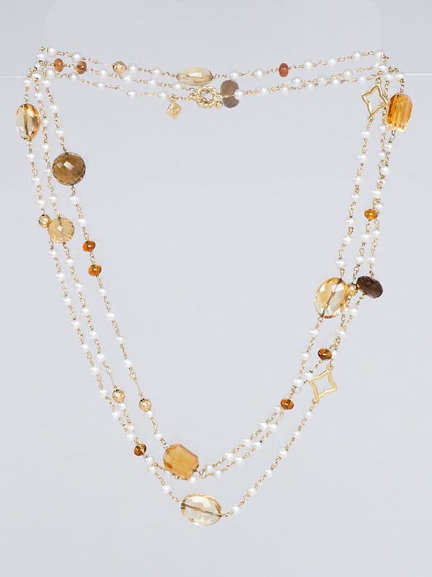 David Yurman 18k Gold and Citrine Beaded Pearl Necklace
