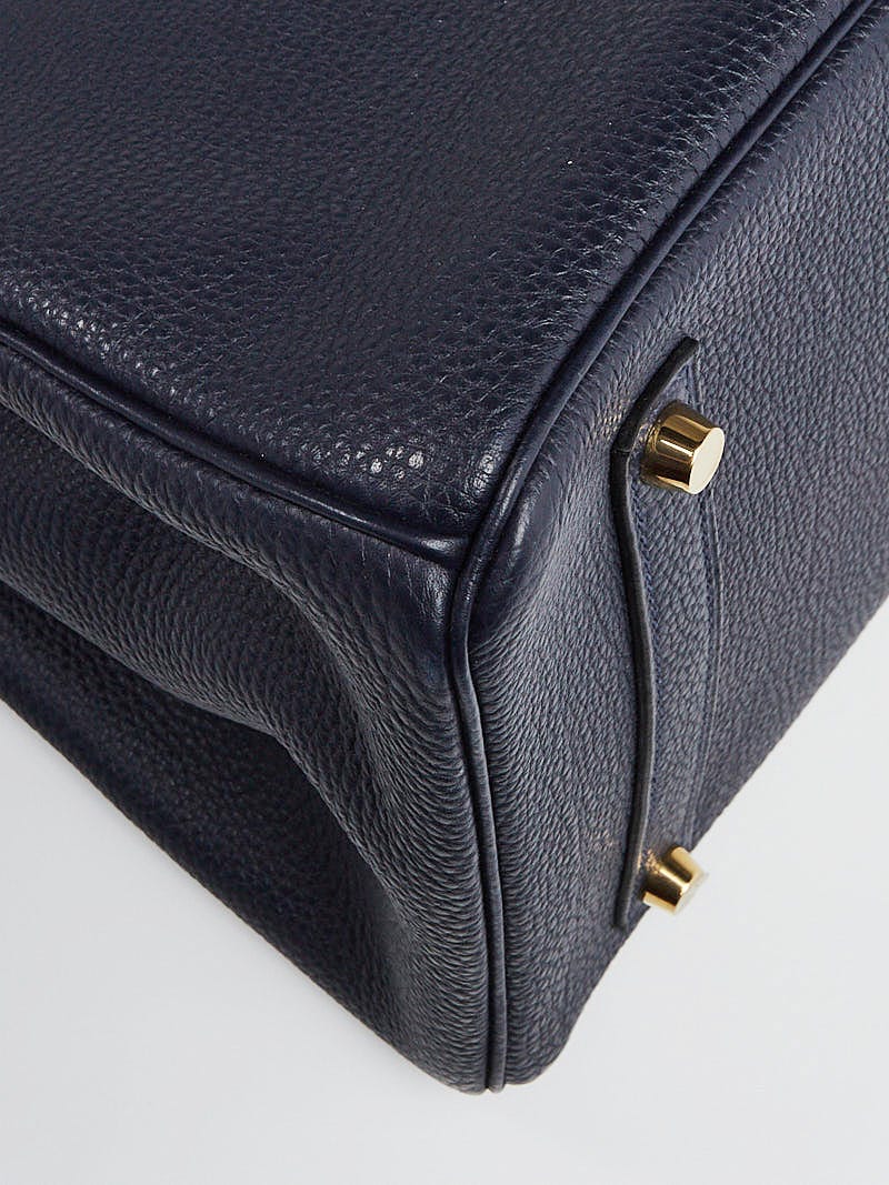 Hermes 35cm Bleu Orage Togo Leather Gold Plated Birkin Bag - Yoogi's Closet