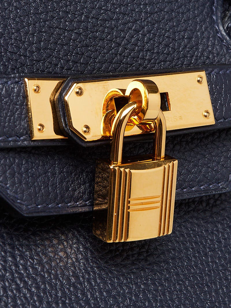 Hermes 35cm Bleu Orage Togo Leather Gold Plated Birkin Bag - Yoogi's Closet
