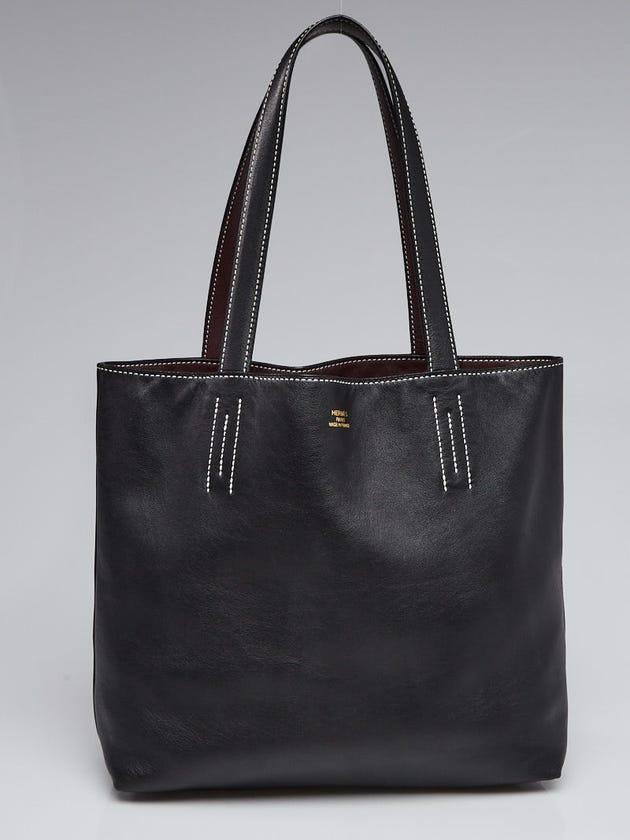 Hermes 30cm Black/Ebene Sikkim Leather Double Sens Bag