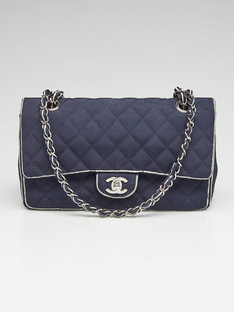 Chanel Navy Blue Quilted Denim Jumbo Flap Bag