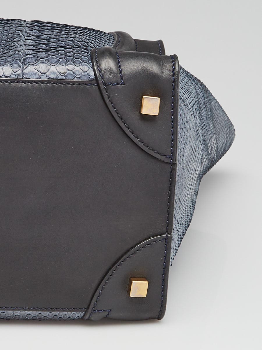 CELINE Handbag F-AT-0143 Luggage Mini shopper leather blue Women