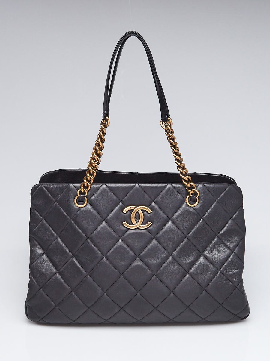 Chanel Black Quilted Leather CC Crown Tote Bag - Yoogi's Closet
