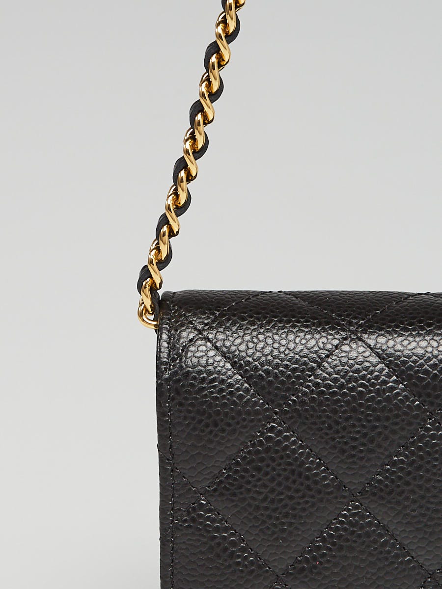 CHANEL Lambskin Quilted CC Pearl Crush Wallet on Chain WOC Black 532471
