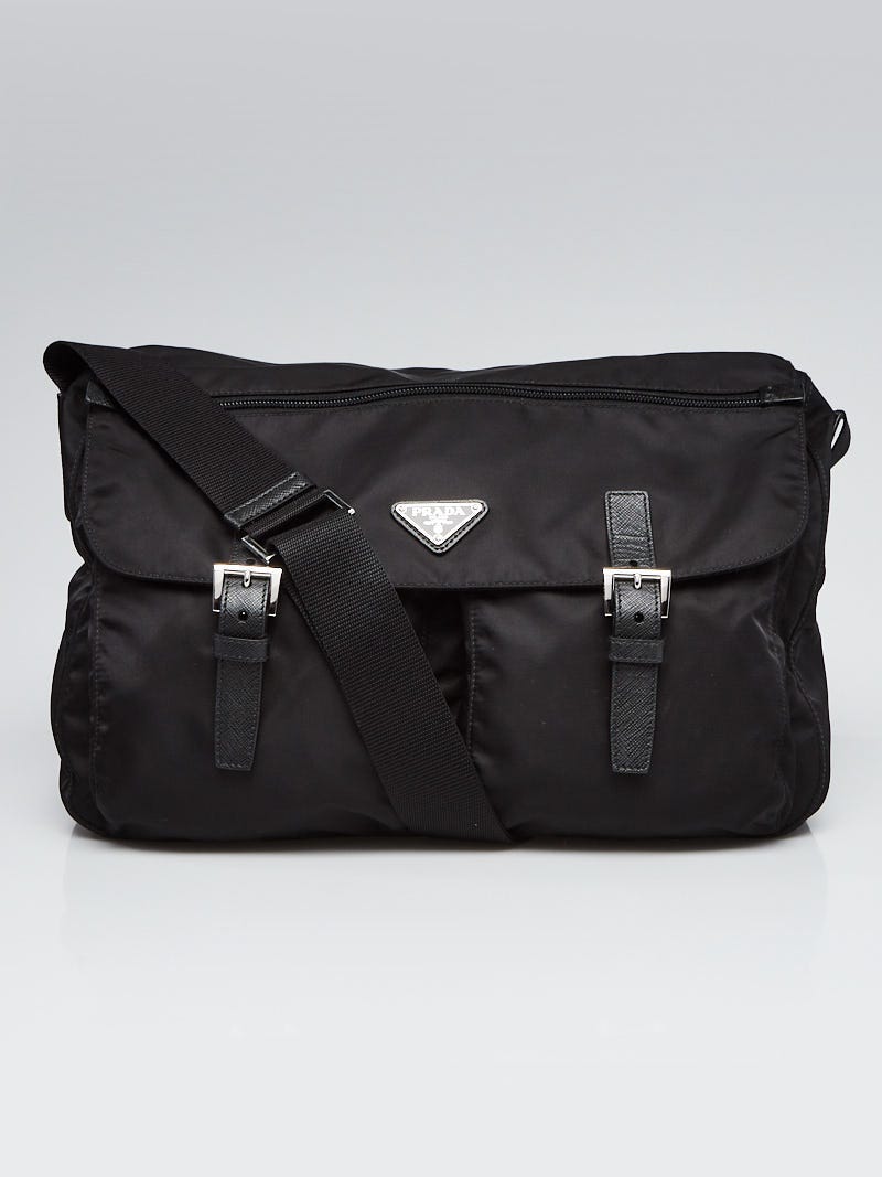 Prada Black Vela Nylon Buckle Messenger Bag 1BD738 | Yoogi's