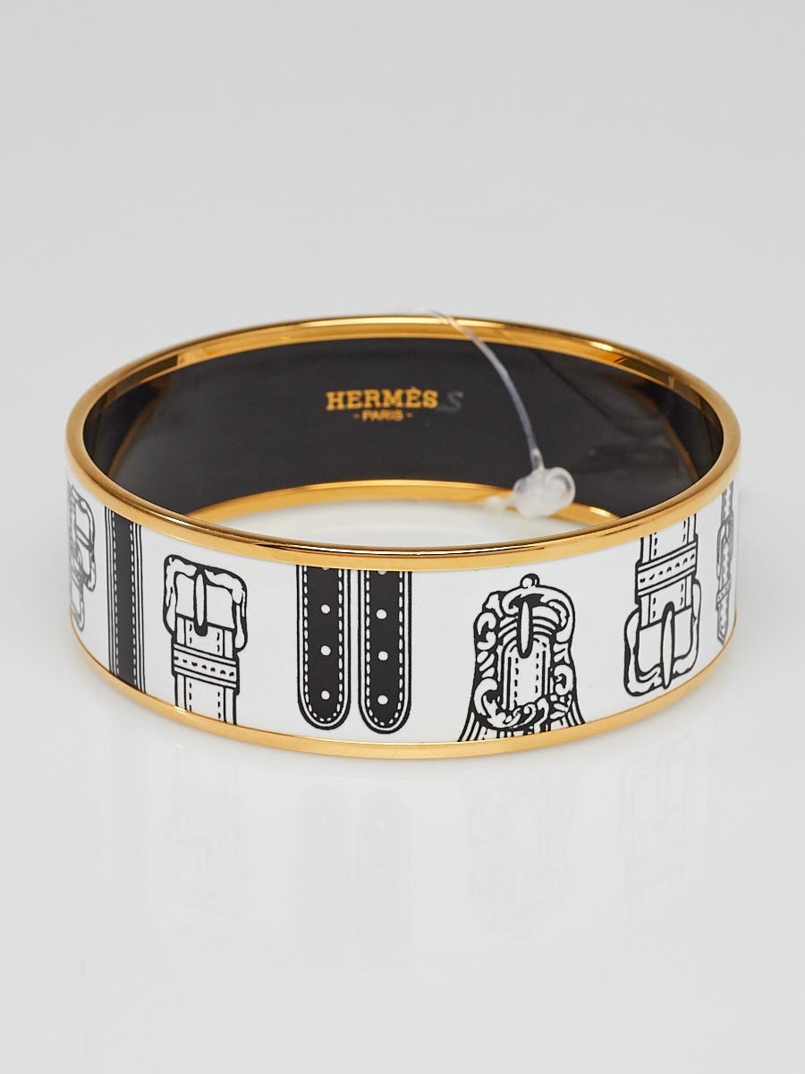 Hermes Safari Wide Printed Enamel Bracelet GM 70  Madison Avenue Couture