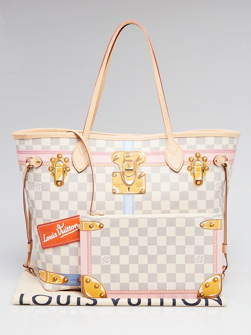 Louis Vuitton, Bags, Neverfull Mm Damier Azur Spring In The City White  Leather Limited Edition