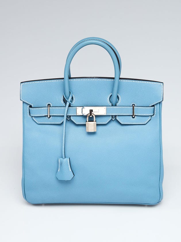 Hermes 28cm Blue Jean Epsom Leather Palladium Plated HAC Birkin Bag