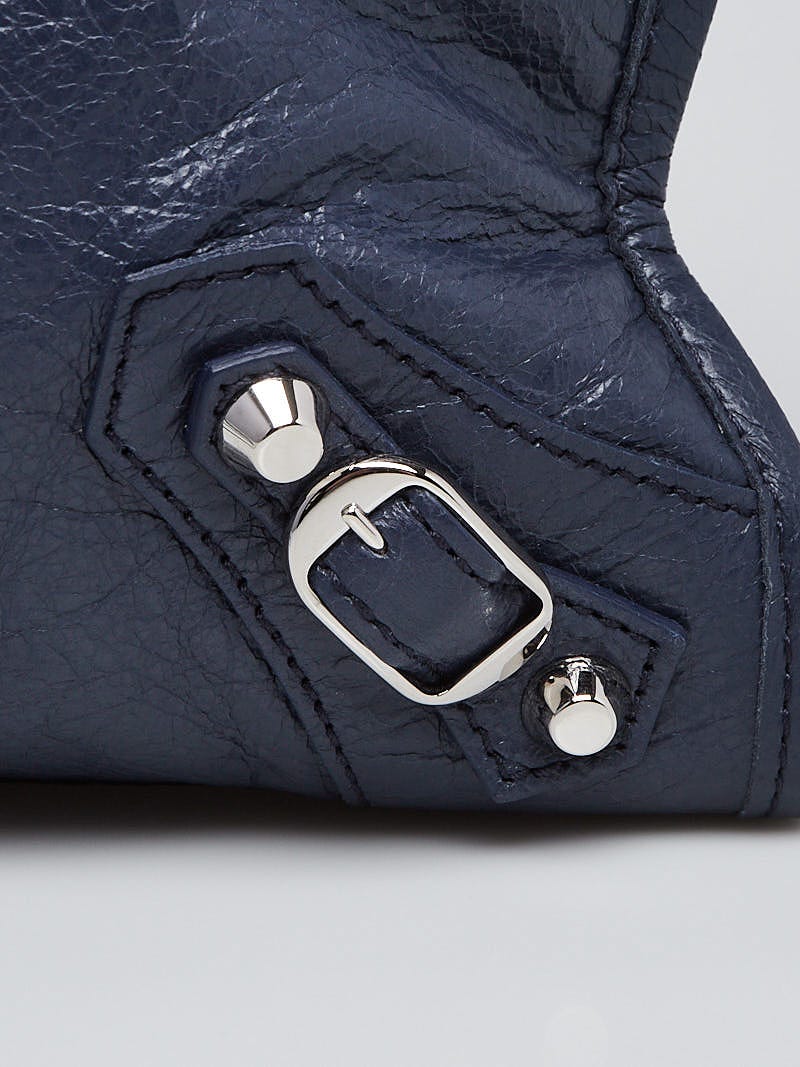 Balenciaga Bleu Obscur Lambskin Leather Classic Silver City Bag