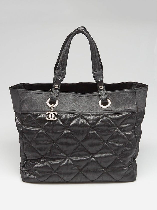 Chanel Black Quilted Coated Canvas Paris Biarritz XL Tote Bag