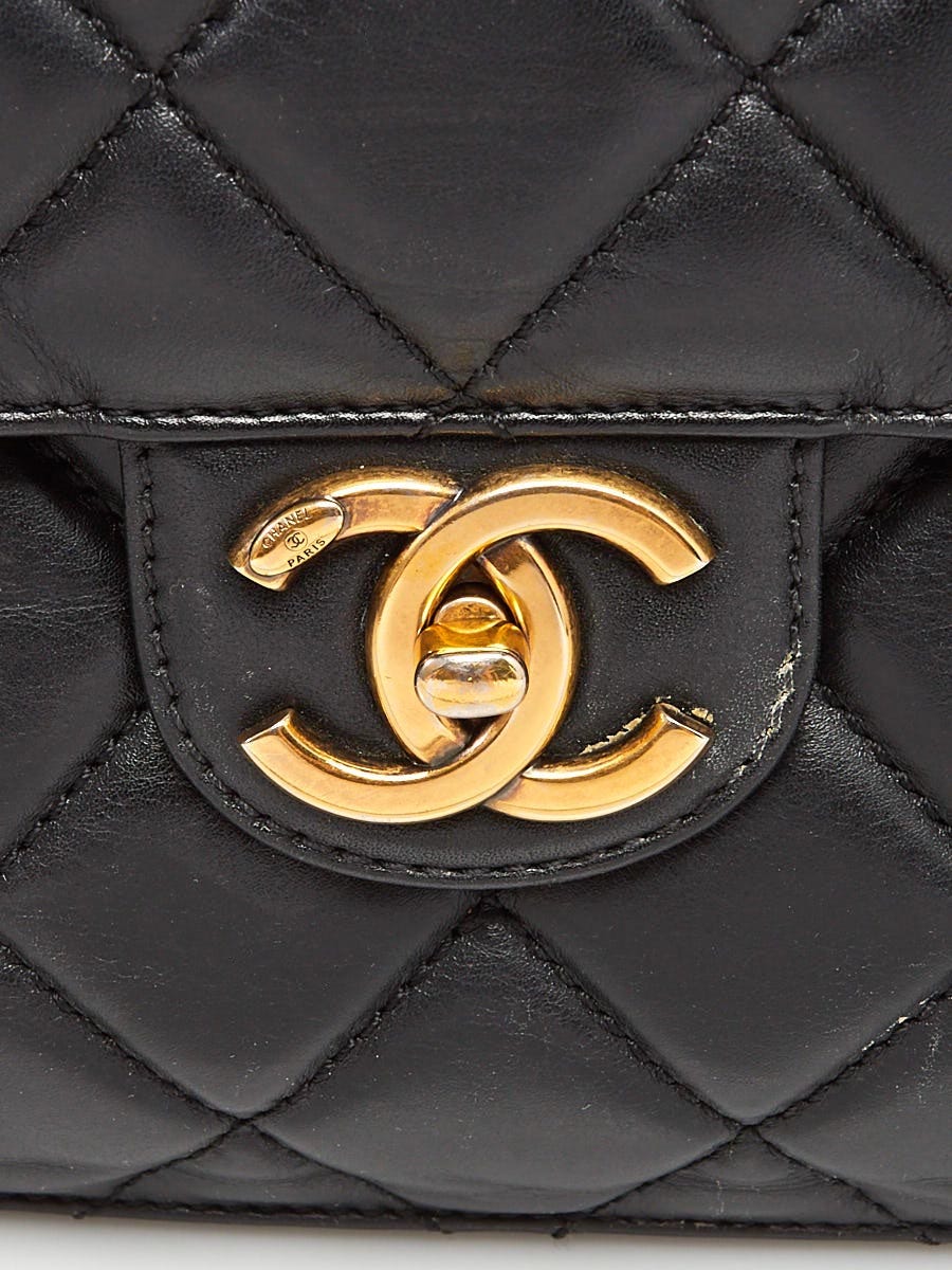 Authentic Chanel Black Perfect Edge Small Flap Bag in Antique Gold