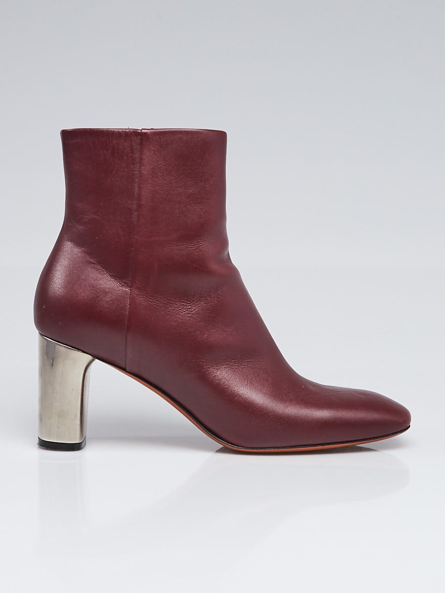 Celine Burgundy Leather Bam Bam Booties Size 5.5/36 | Yoogi's Closet