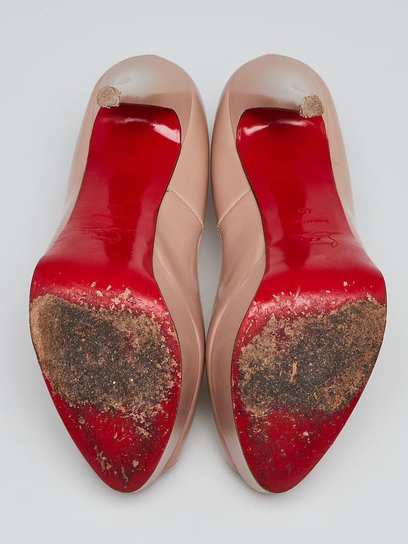 Christian Louboutin Beige Leather Lady Peep 150 Platform
