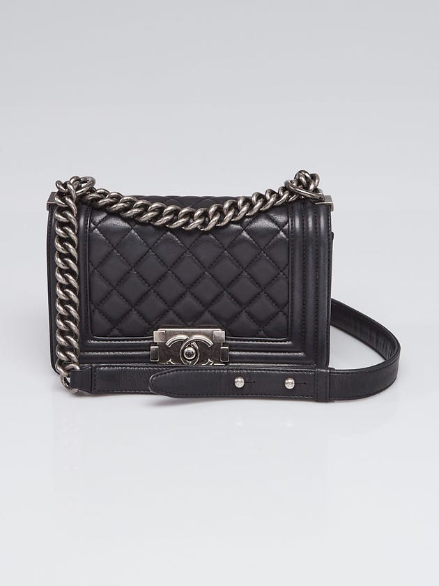 Chanel Black Quilted Lambskin Leather Small Boy Bag