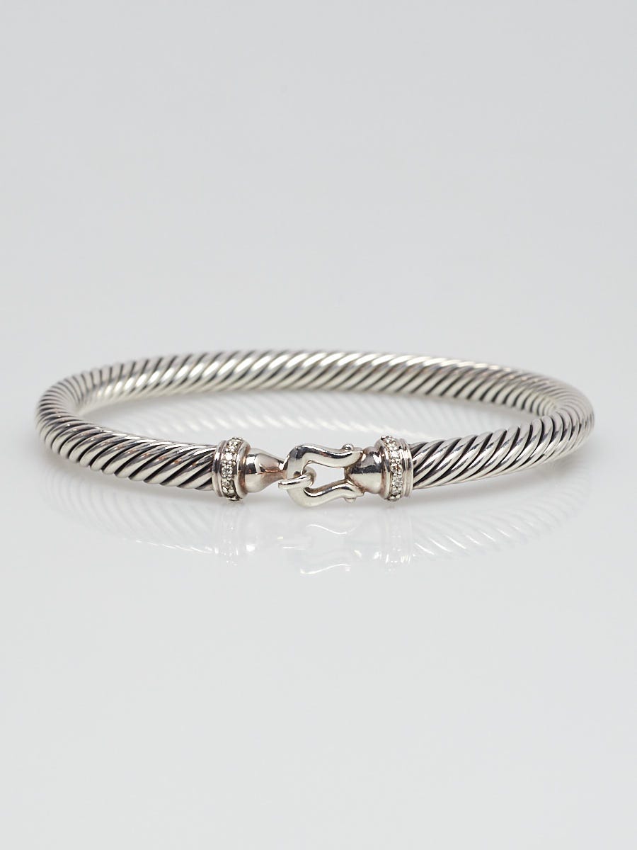 David Yurman 5mm Sterling Silver and Diamond Buckle Bracelet