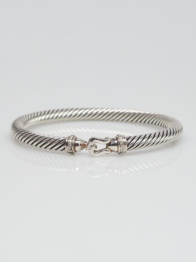 David Yurman 5mm Sterling Silver and Diamond Buckle Bracelet