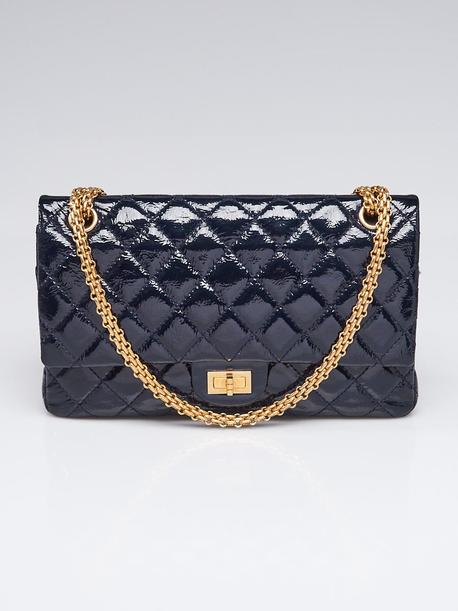 Chanel Navy Blue Reissue 2.55 Quilted Classic Patent Leather 226