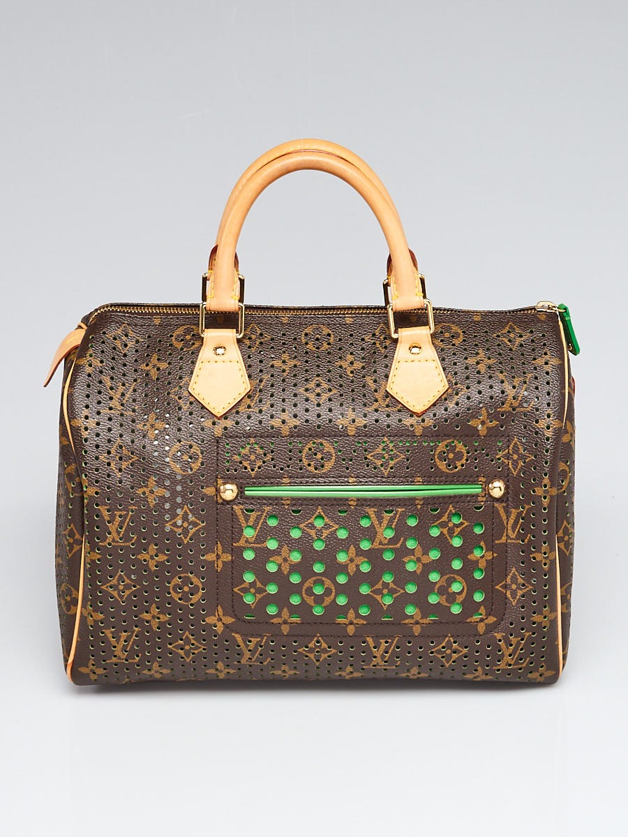 Louis Vuitton Limited Edition Green Perforated Speedy 30 Bag