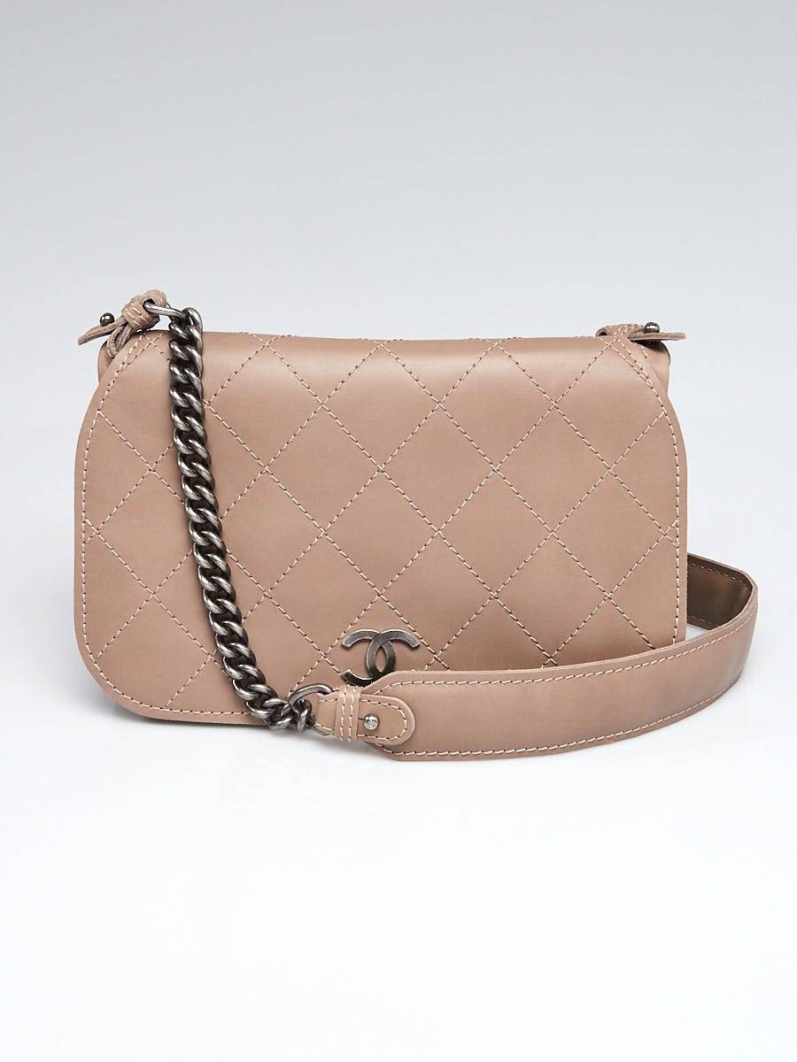 Chanel Taupe Diamond Stitch Leather Highlander Crossbody Bag Chanel Taupe Diamond Stitch Leather Highlander Crossbody Bag