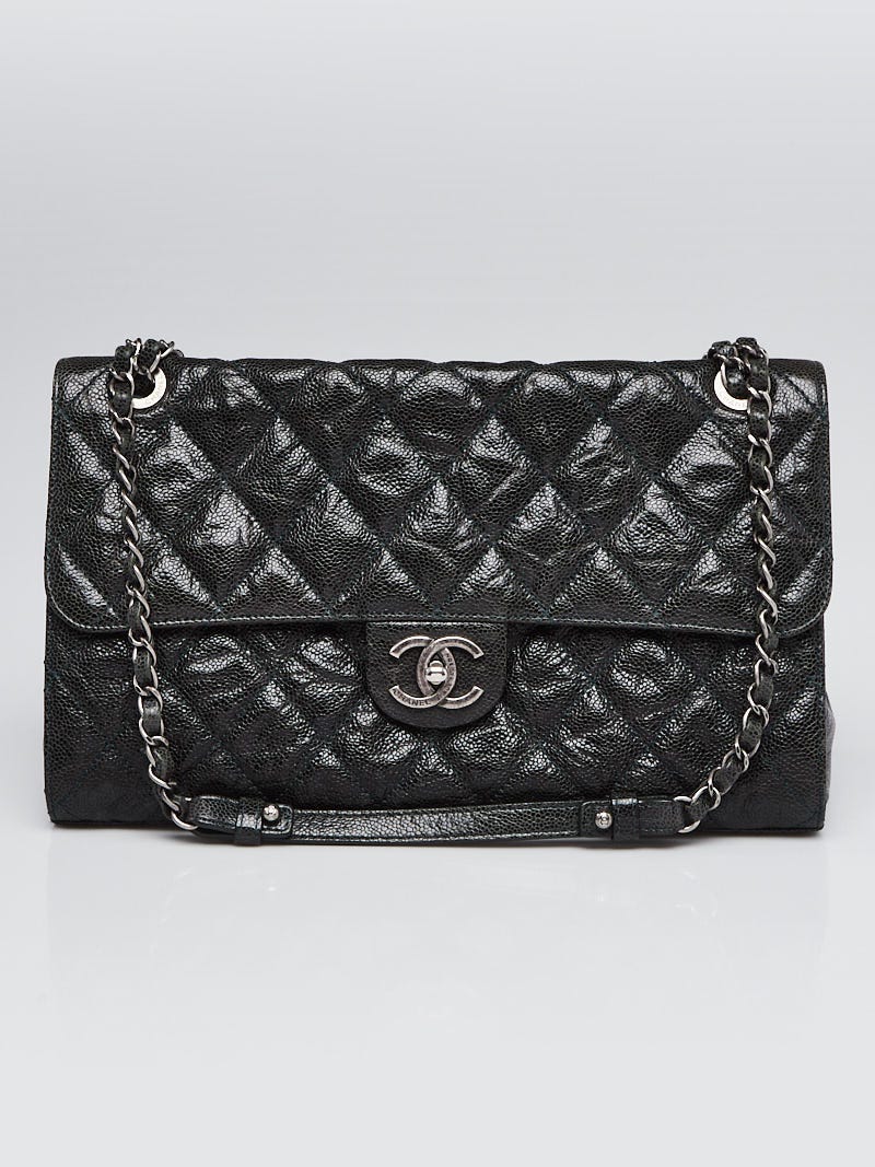 Chanel Black Glazed Caviar Leather Crave Large Flap Bag - Yoogi's