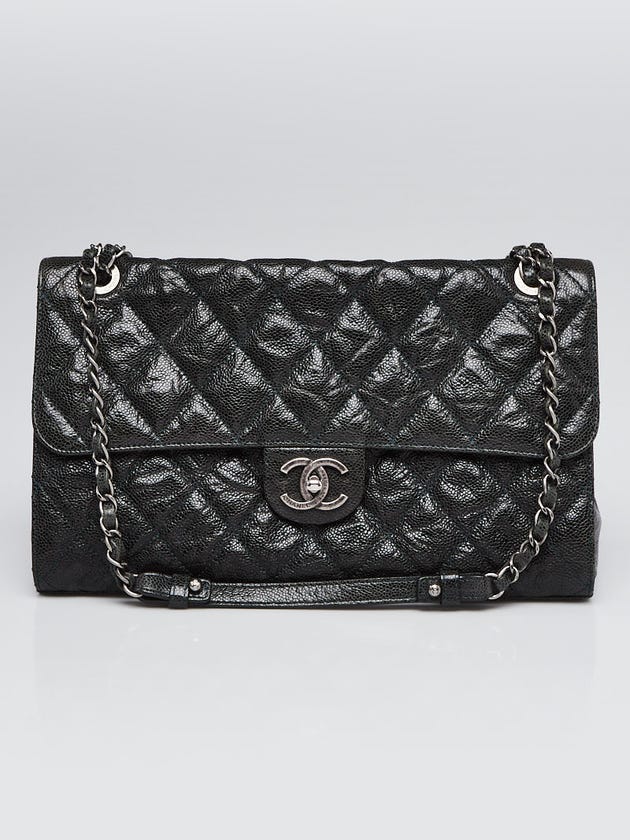 Chanel Black Glazed Caviar Leather Crave Large Flap Bag