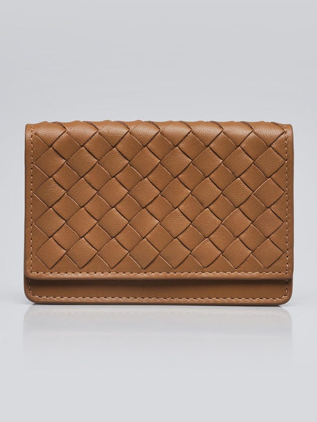 Bottega Veneta Beige Intrecciato Woven Nappa Leather Card Case