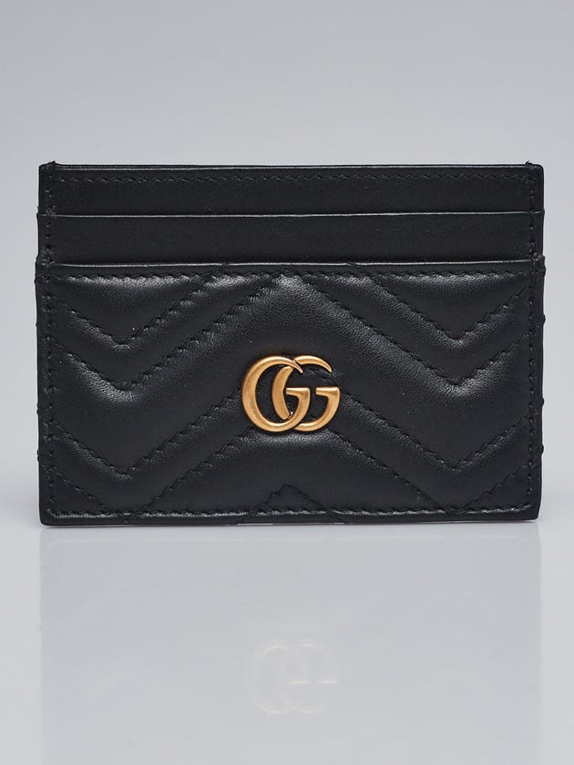 Gucci Black Quilted Leather GG Marmont Card Holder