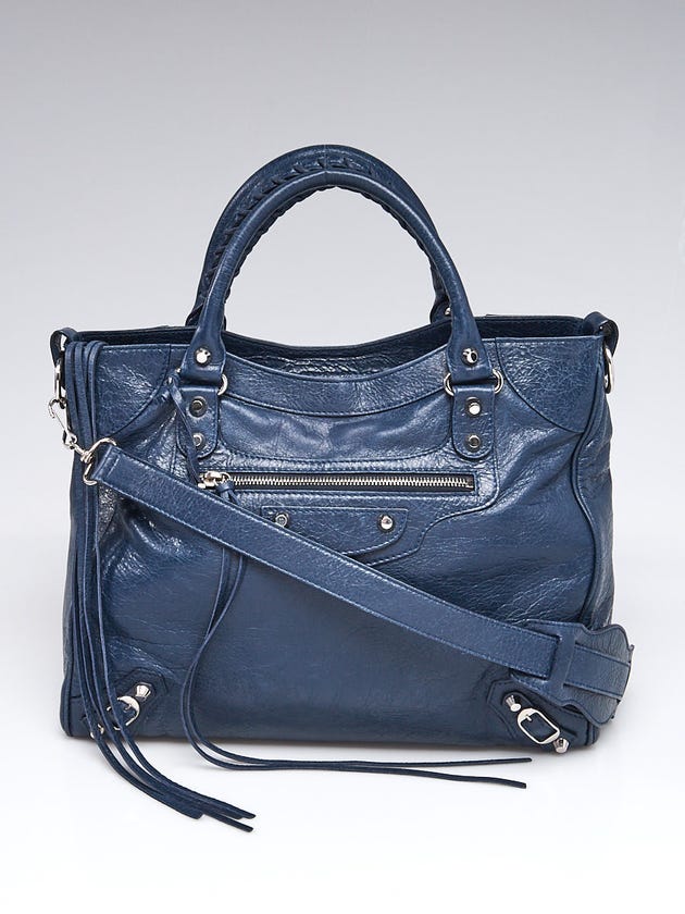 Balenciaga Bleu Obscur Lambskin Leather Velo Bag