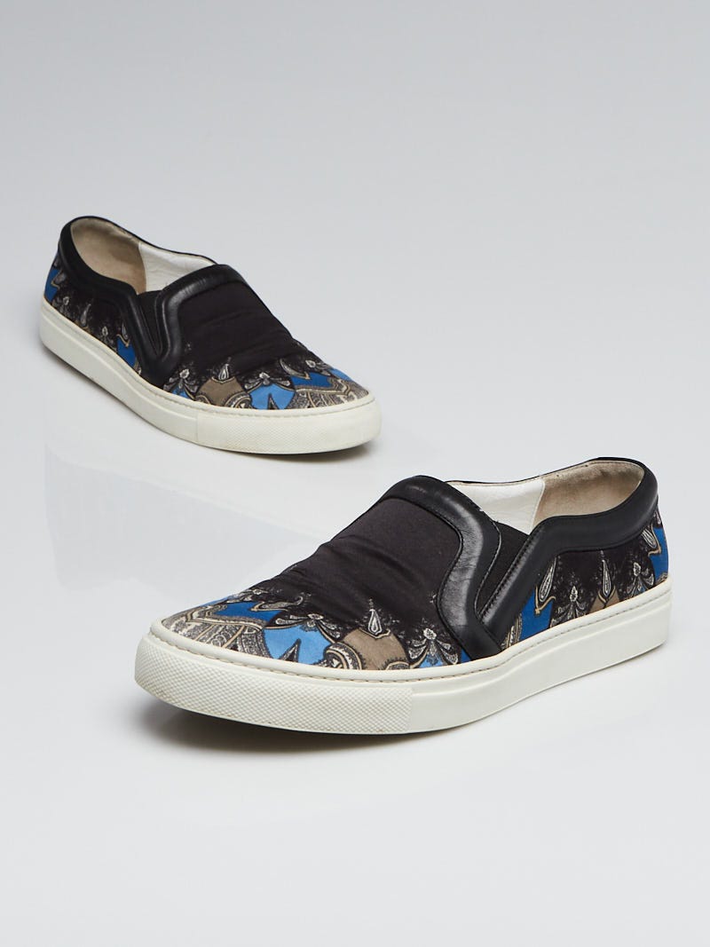 Givenchy Black Satin Paisley Printed Skate Slip-On Sneakers Size 6.5/37